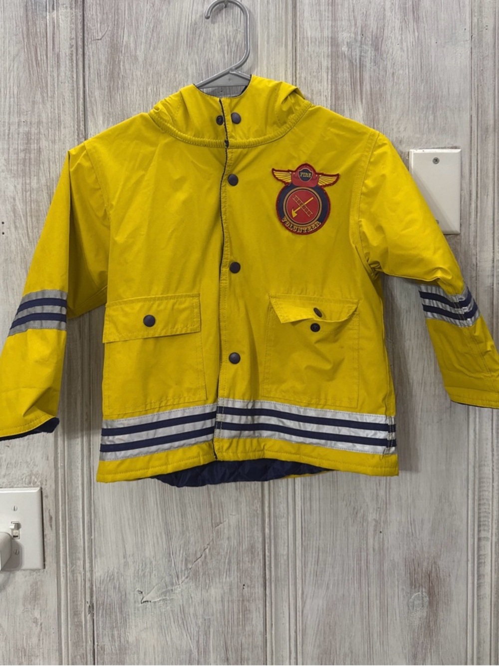 Wipette Kids Firefighter Rain Jacket | Size 3T | Hooded Waterproof Fireman Coat
